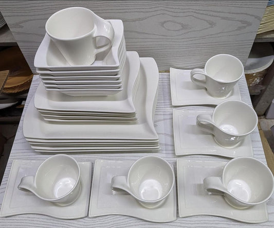 30pcs wavy ceramic white dinner set