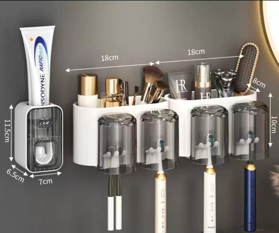 Toothbrush holder /Toothpaste dispenser with 4 cups