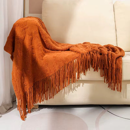 Nordic Style Sofa Throw Blanket with Tassels