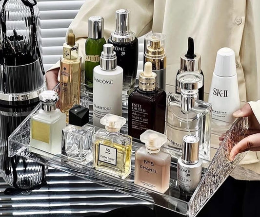 3 tier clear acrylic perfume stand/ Countertop skincare organizer