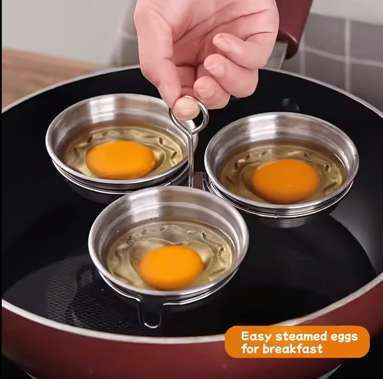 3 in 1 stainless steel egg poacher. Durable egg steamer