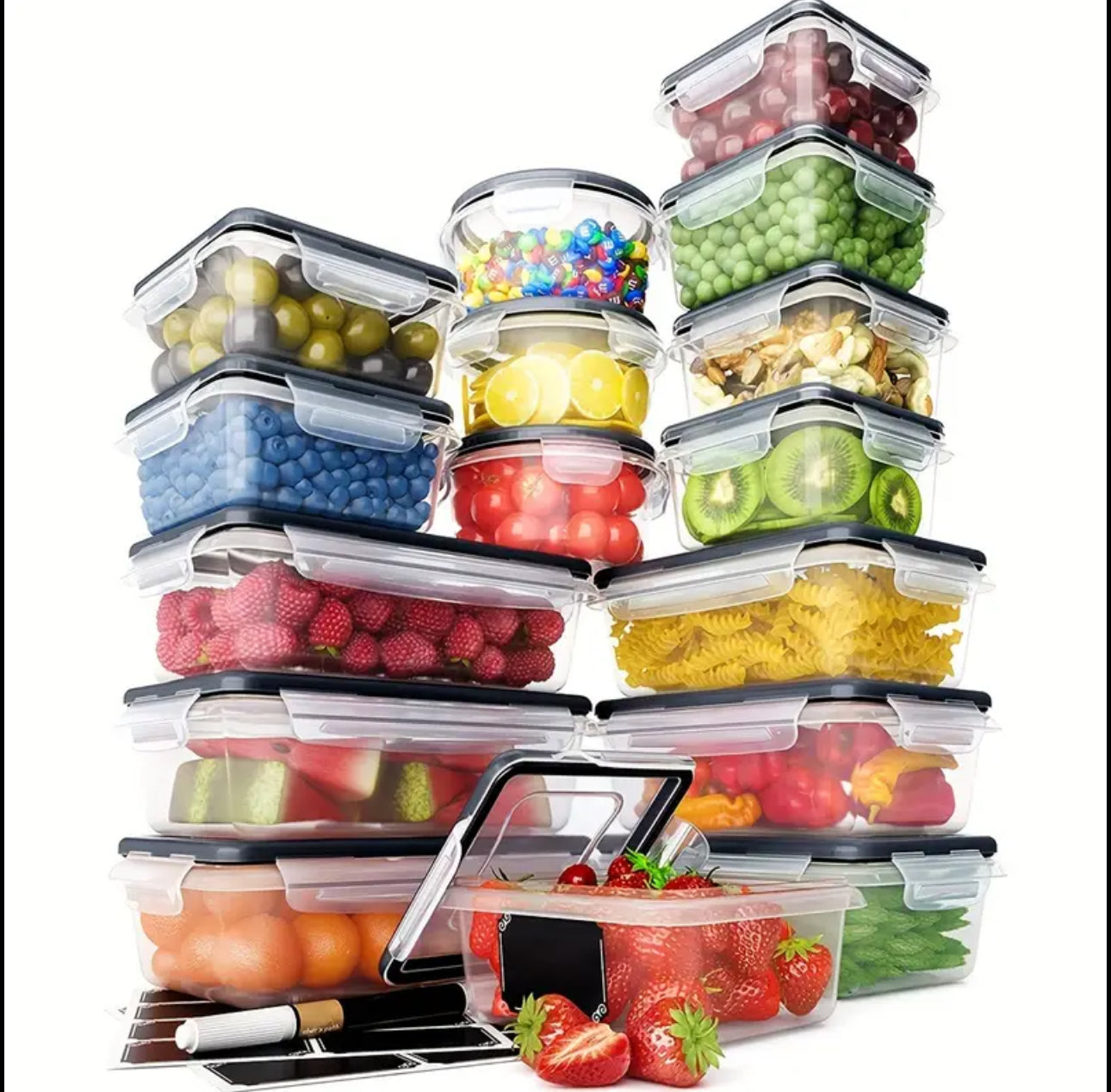 16pcs Bpa free airtight plastic containers