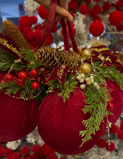 Large burgundy Christmas balls