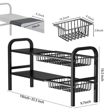 expandable under-sink organizer with 5 baskets