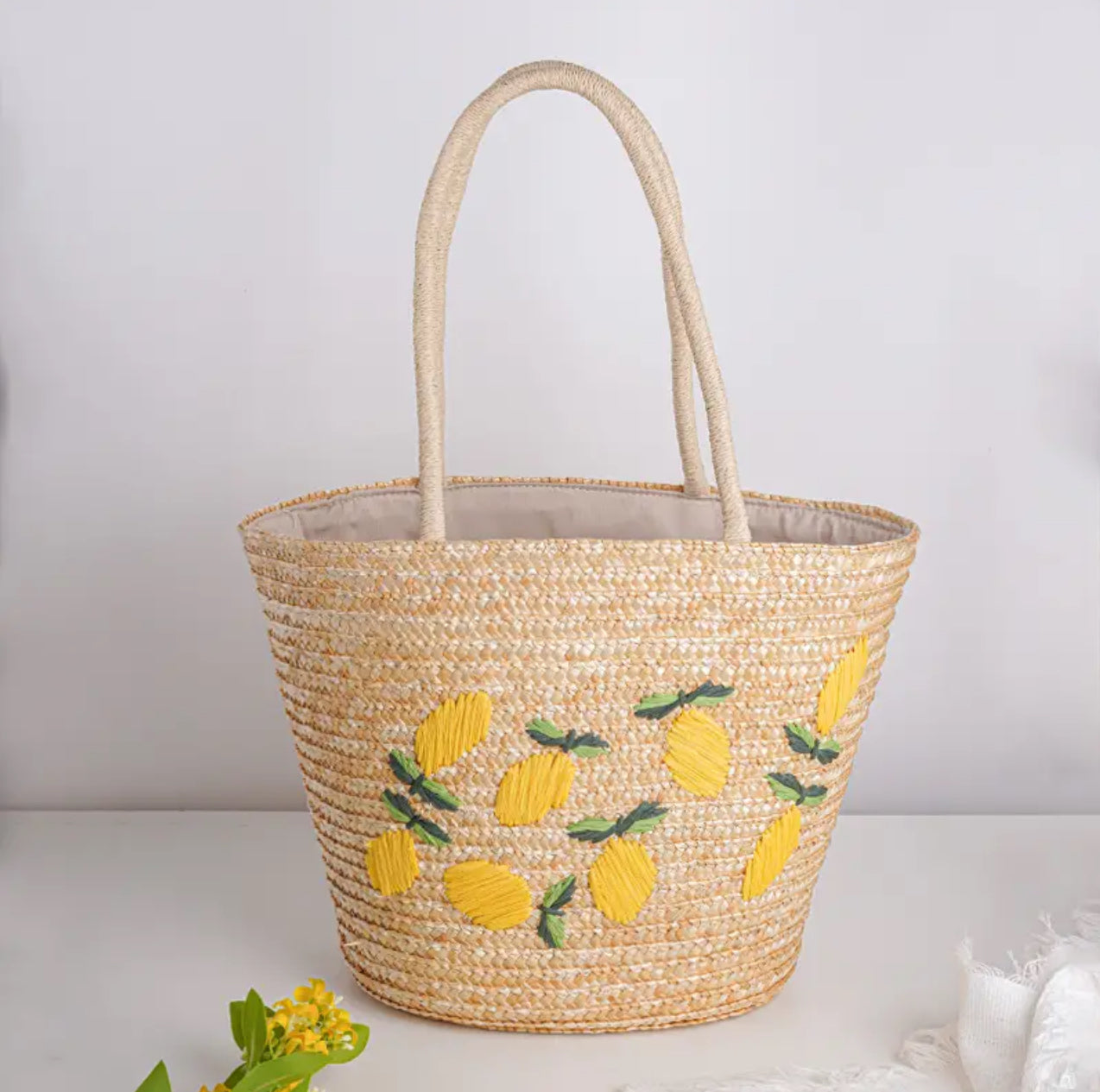 Stylish Embroidered Straw Bag