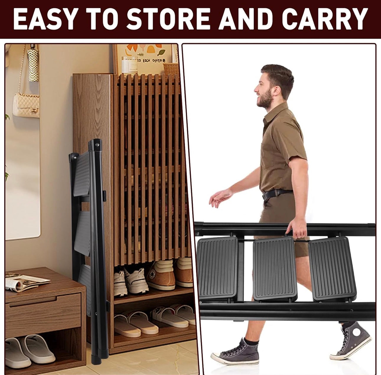 3 step folding household ladder