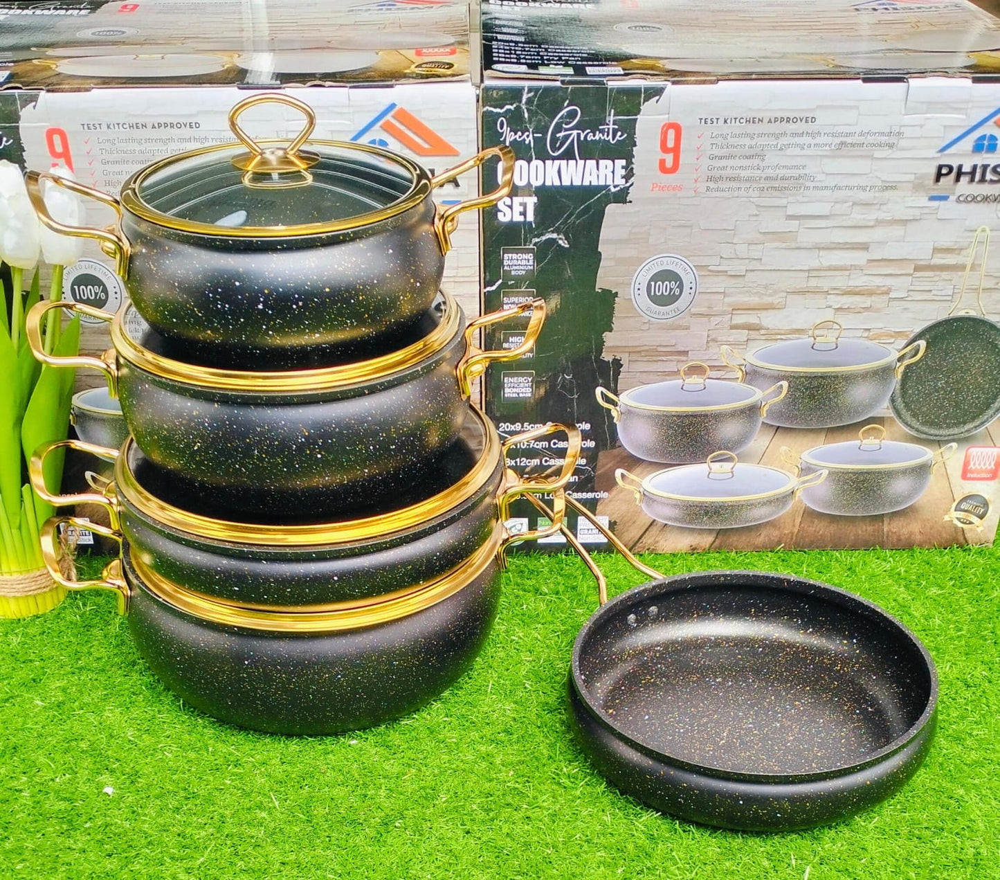 9pcs Granite Classy Cookware Set