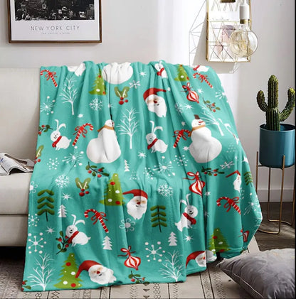 Flannel cozy Christmas throw blanket