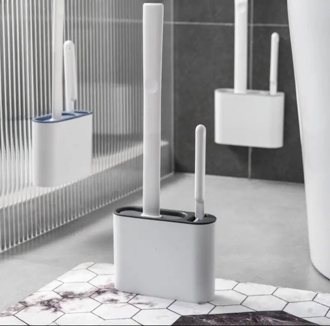 3 in 1 toilet brush set