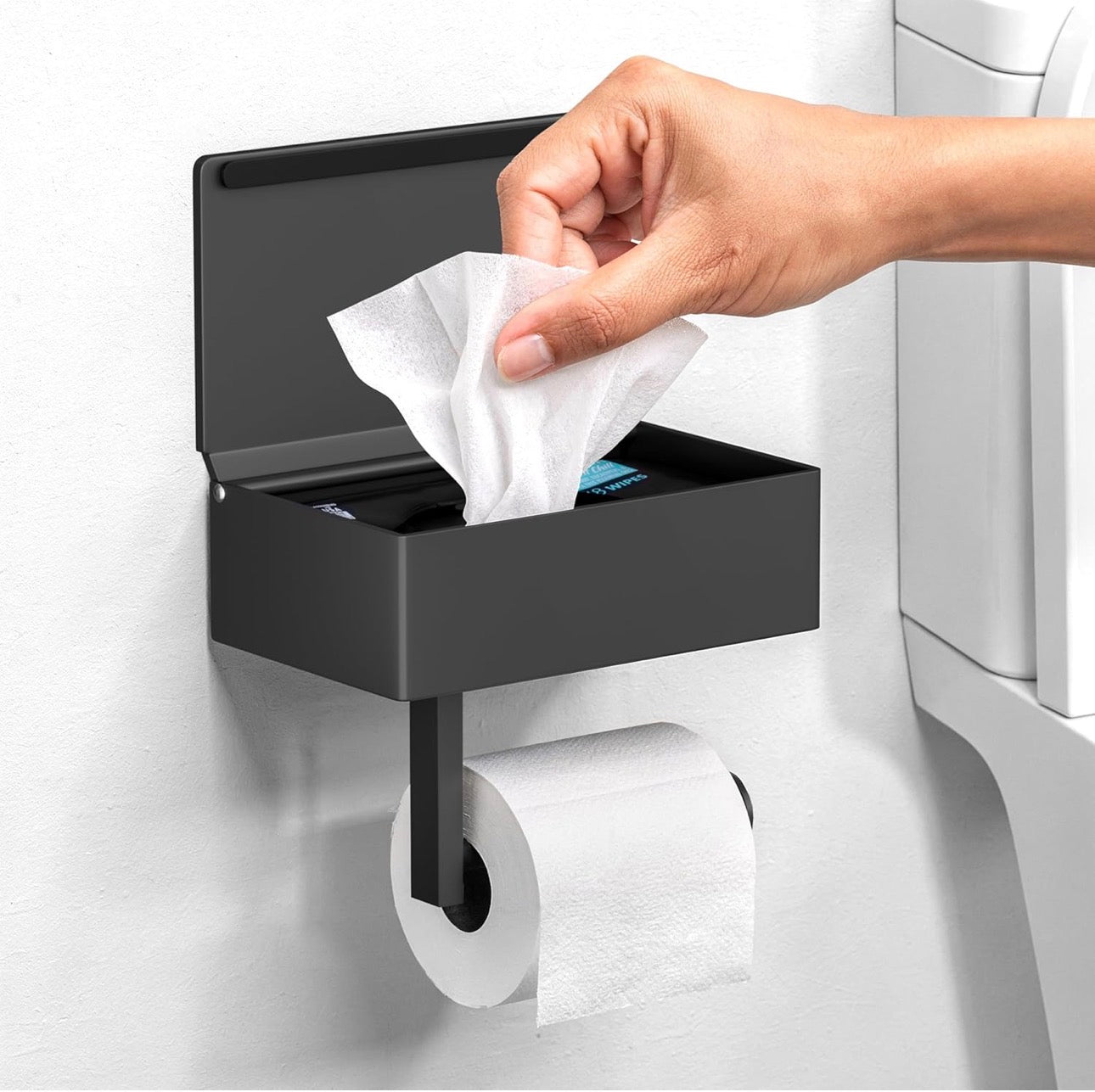Stainless steel roll paper rack/ Tissue holder/ Toilet paper holder with storage box