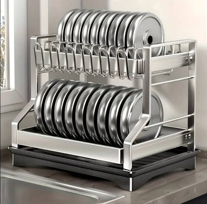 2-Tier Kitchen Dish Rack with drain tray