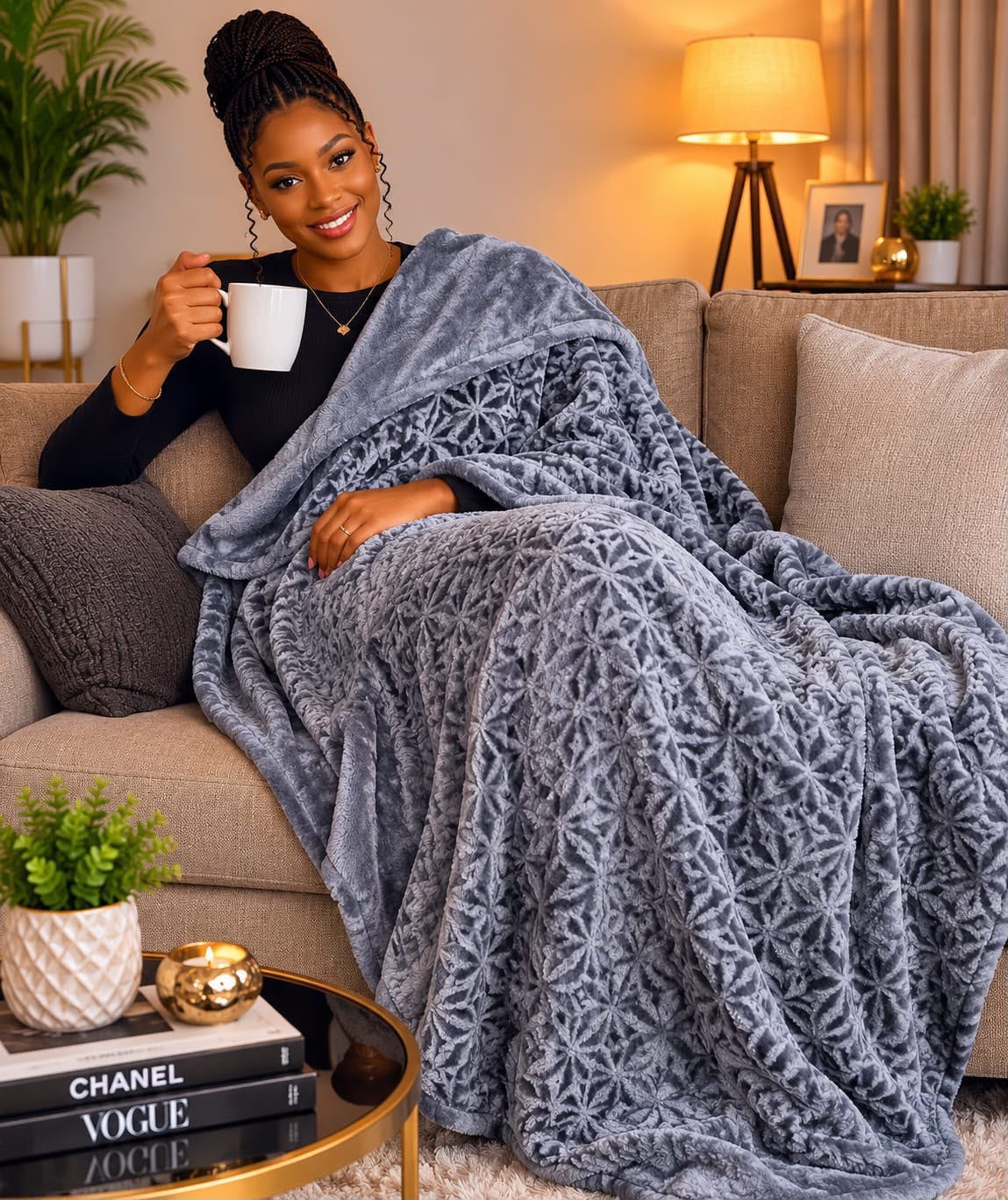 Luxury textured fleece blanket