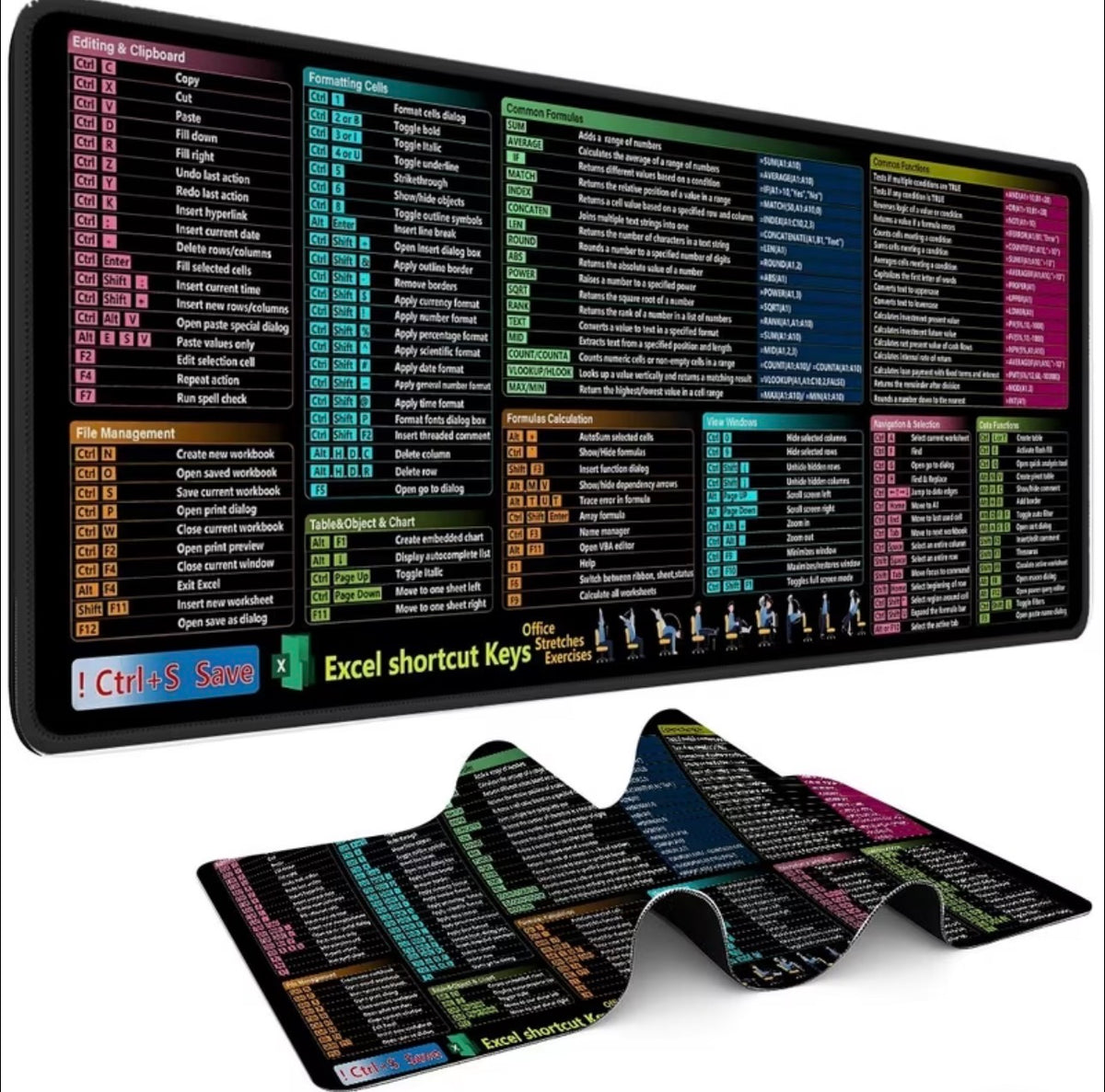 Excel cheat sheet mouse pad