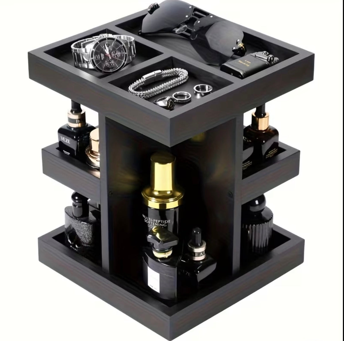 3-Tier Rotating Wooden Makeup/Cosmetics/Perfume Organizer
