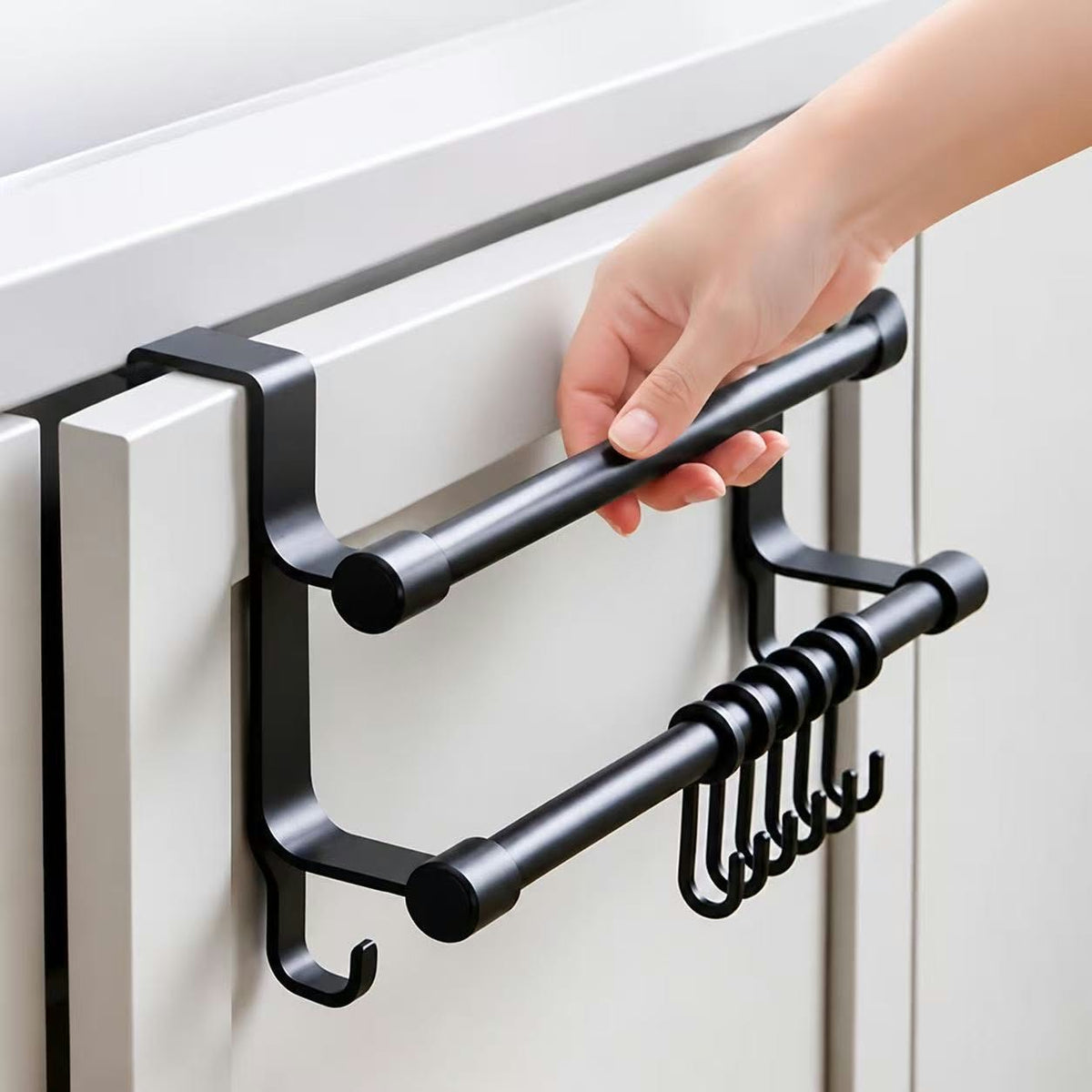 Double Layer Over the cabinet Door Towel Rack with hooks