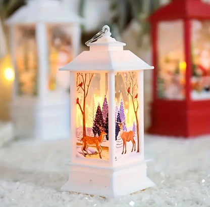 Santa Claus snowman lantern light