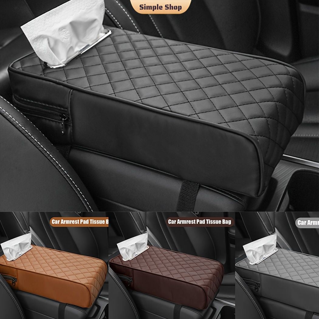 Car armrest with tissue storage