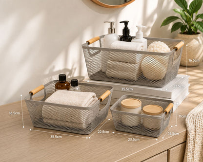 3PCS MESH STORAGE BASKET SET