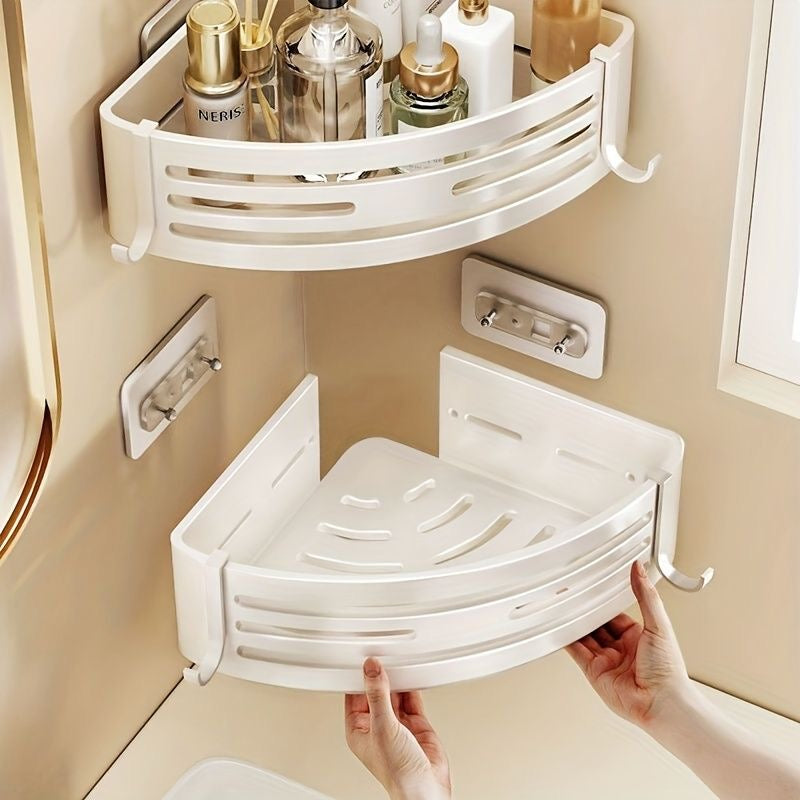 2pcs corner Aluminum wall mounted Bathroom shelf set