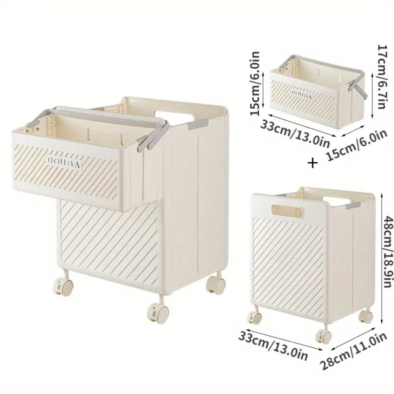 2pcs Foldable laundry Hamper basket with Wheels