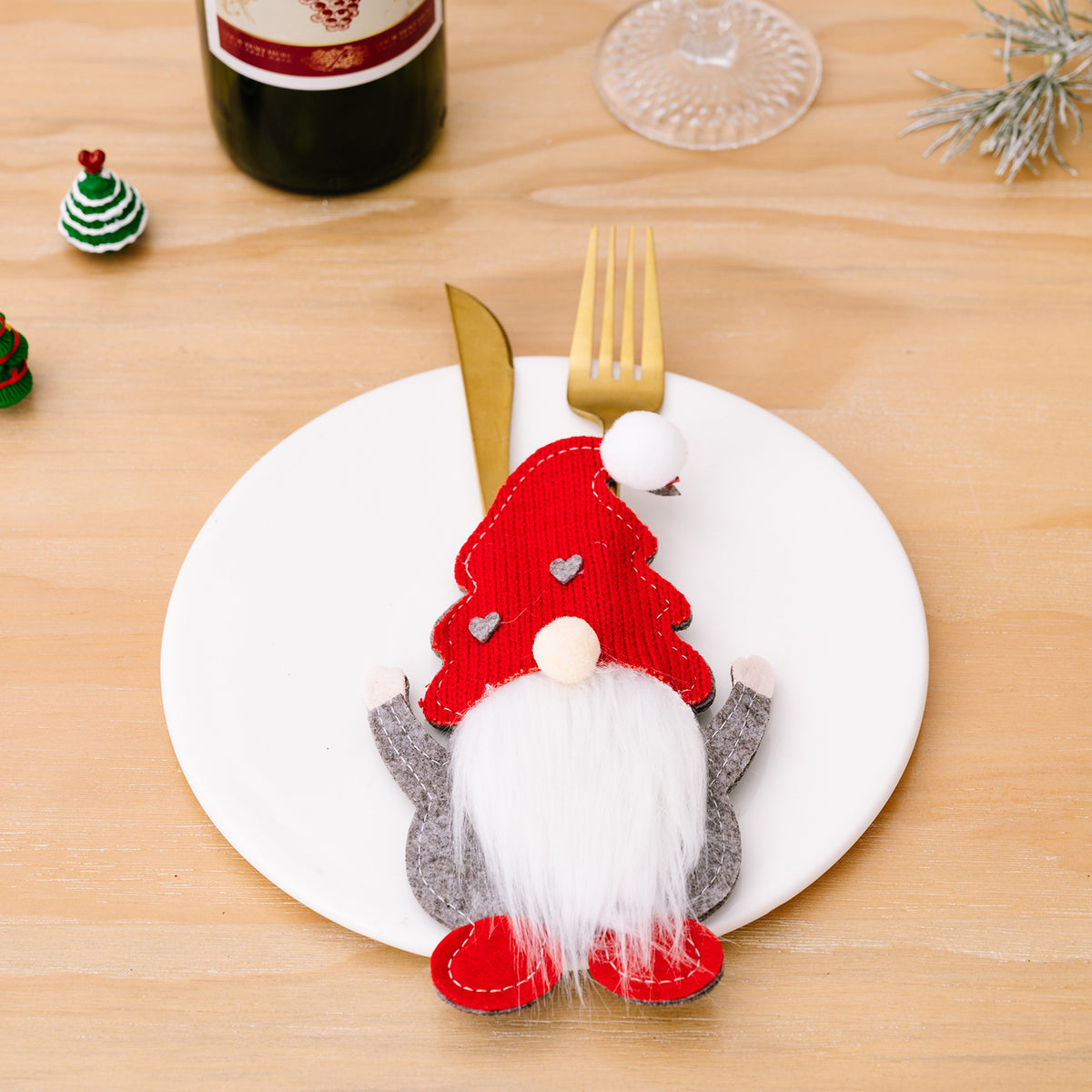 3pcs Christmas Gnome Cutlery Holders kes