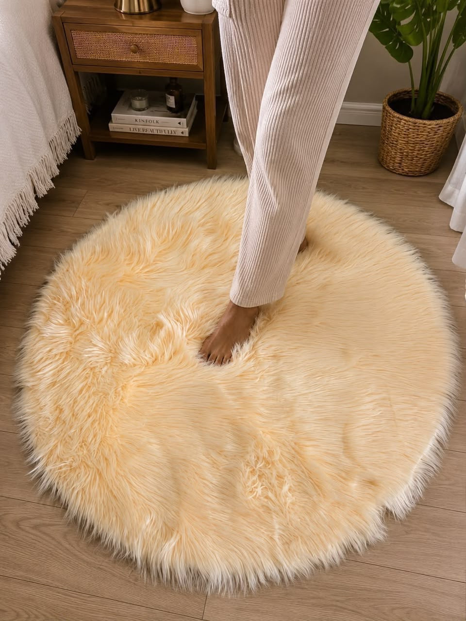 Fluffy shaggy bedside carpet size 100cm
