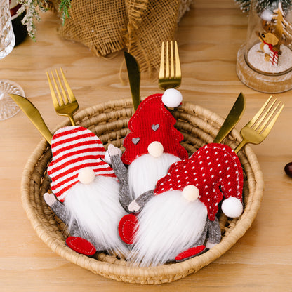 3pcs Christmas Gnome Cutlery Holders kes