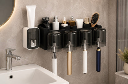 Toothbrush holder /Toothpaste dispenser with 4 cups