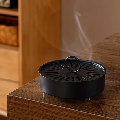 Premium quality iron mosquito-repellent incense box with cover.