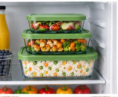 Square 3Pc Glass Food Storage Containers