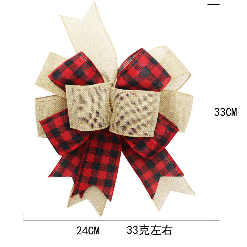 Christmas black and white plaid bow