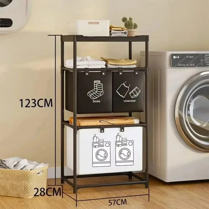4 grid laundry basket with storage rack