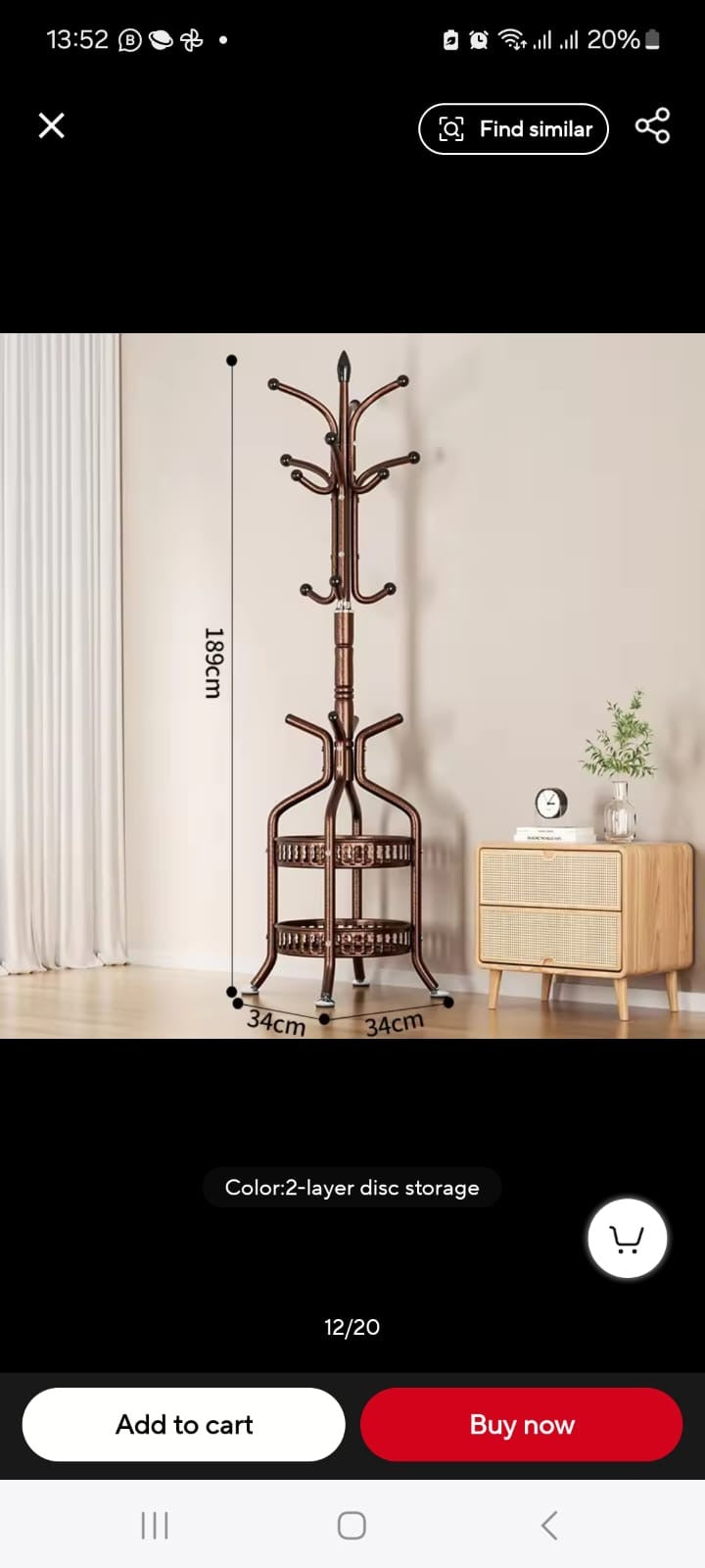 Heavy duty wrought iron coat/handbag floor-standing rack