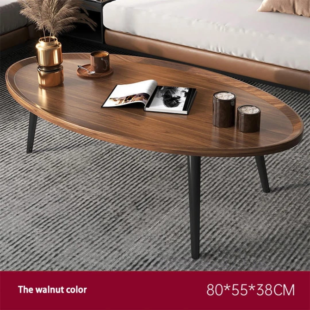 Modern Oval Wooden Coffee Table Solid Wood