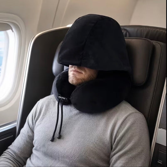 Microfiber Travel Neck Pillow with a hoodie