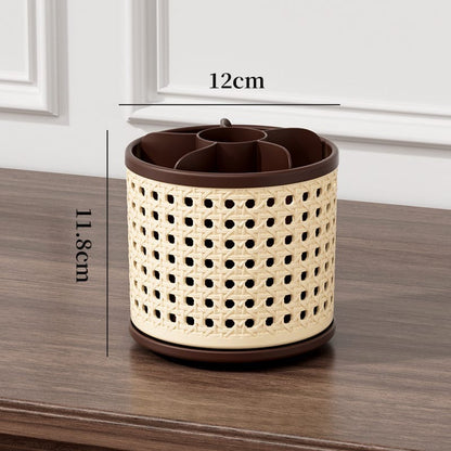 Retro Rattan Rotating Storage Organizer