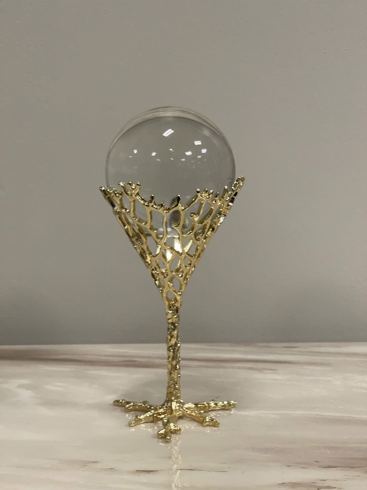 Decor Crystal ball with metallic tree frame base