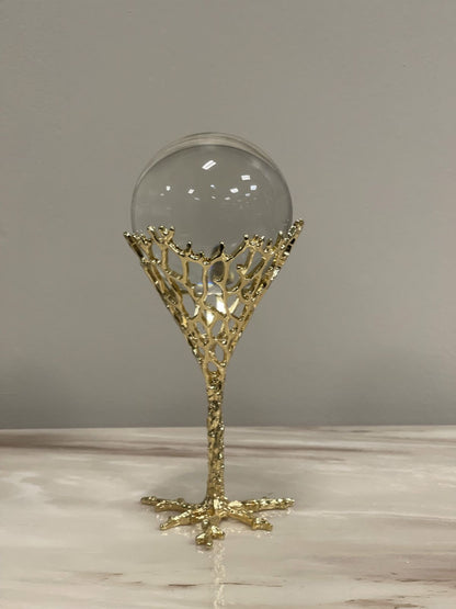 Decor Crystal ball with metallic tree frame base