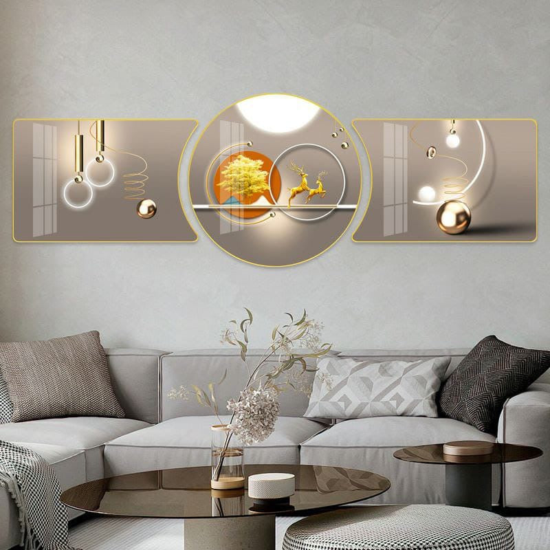 3pcs Crystal porcelain decorative painting