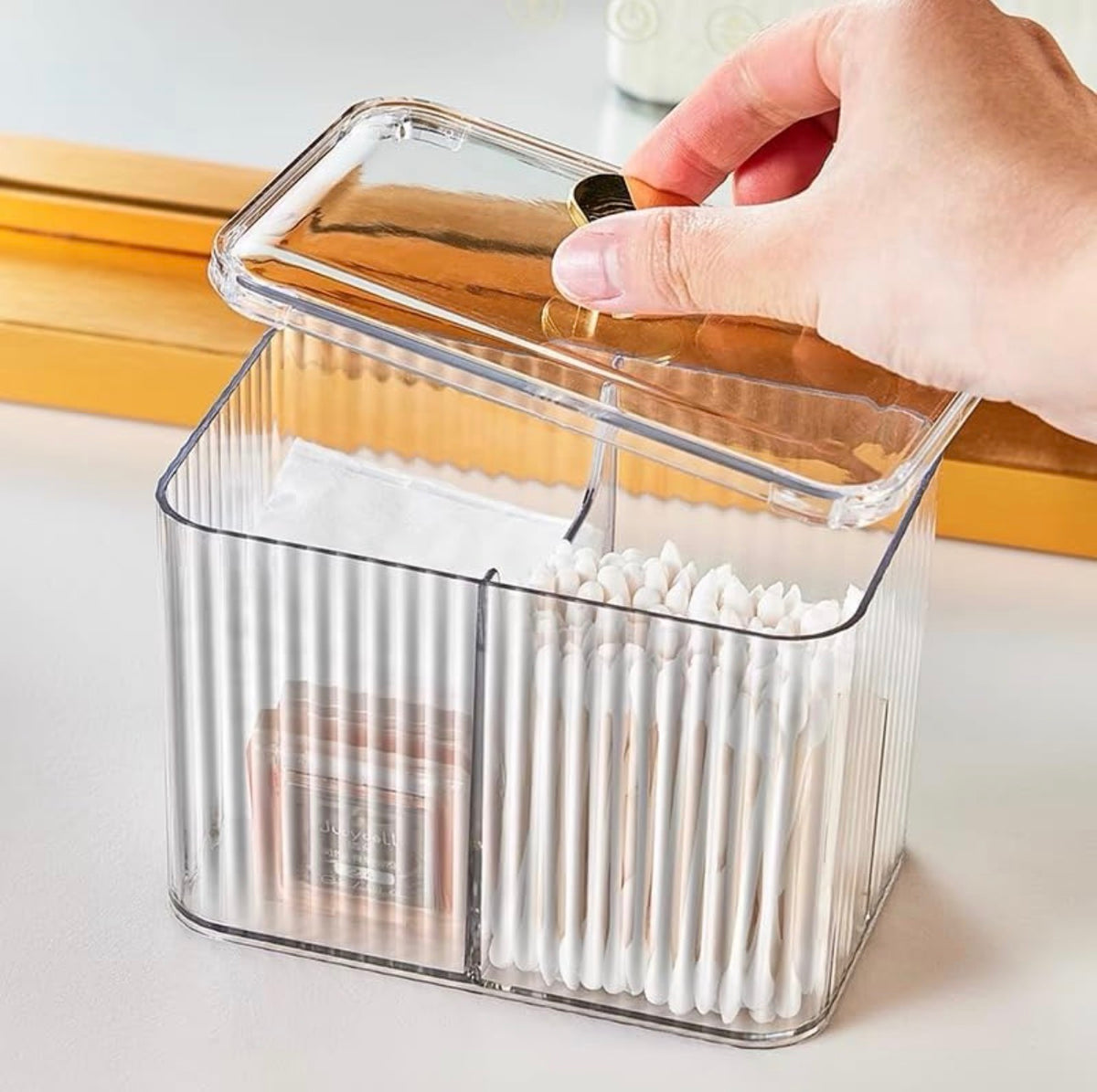 3-Compartment Clear Acrylic earbud/multipurpose Organizer
