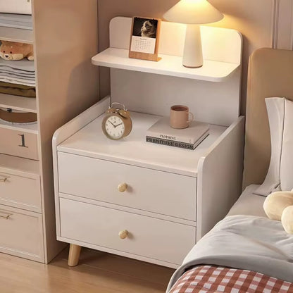 Minimalist wooden bedside table with drawer