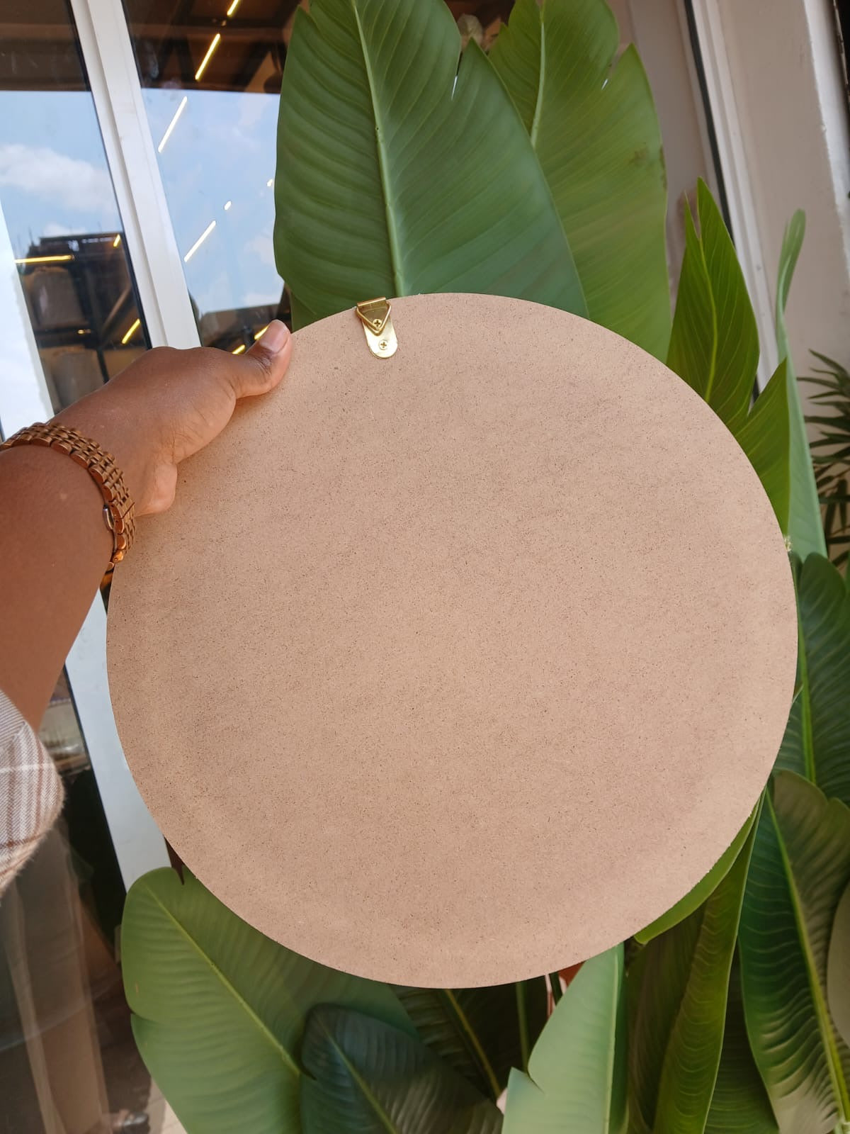 Boho beaded round mirror wall decor and tray
