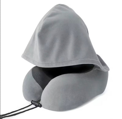 Microfiber Travel Neck Pillow with a hoodie