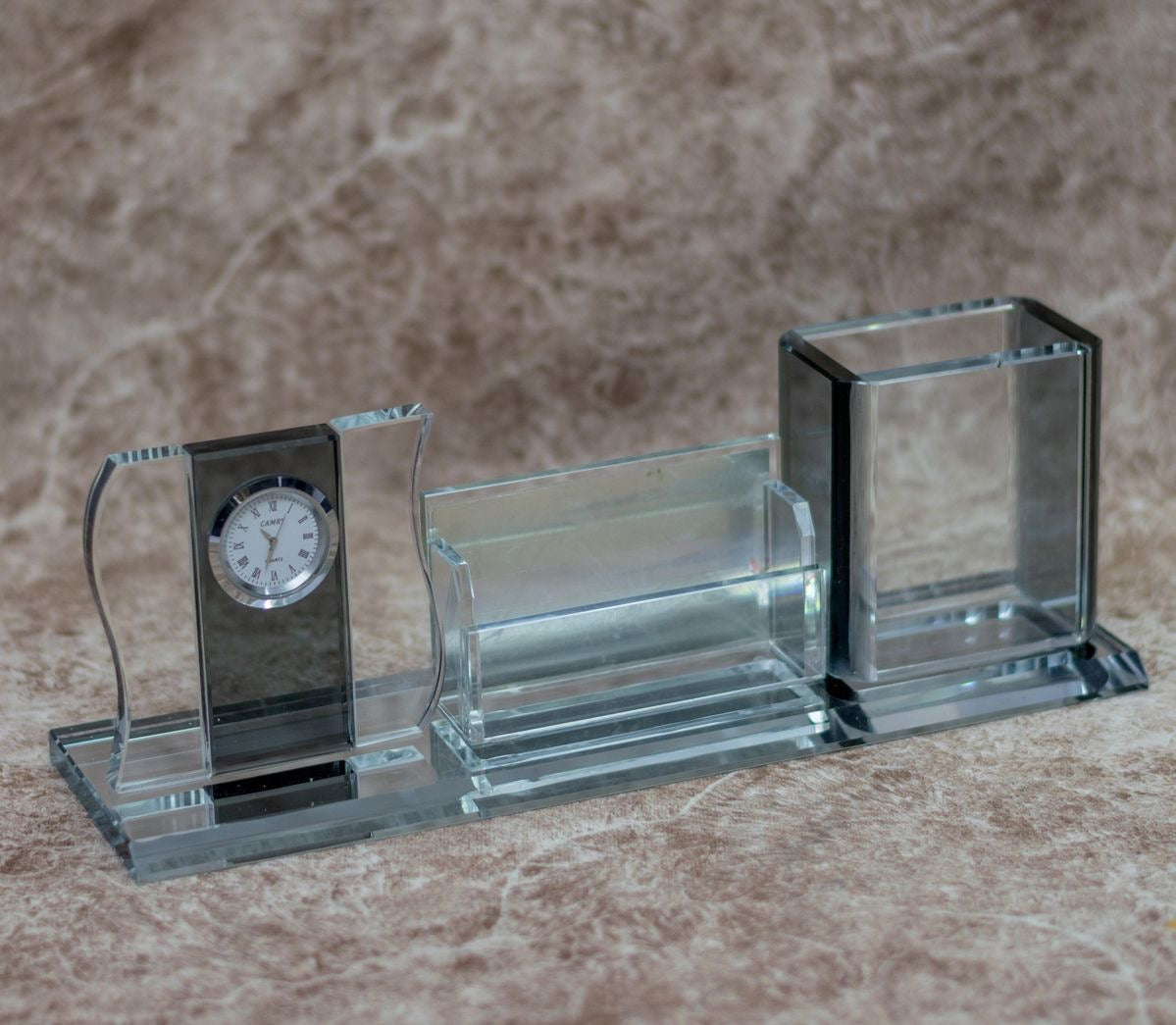 Crystal Desktop organizer with a pen slot