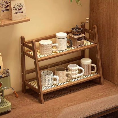 Wicker style Bamboo countertop storage rack.