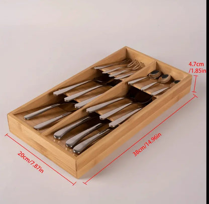 6Slot Bamboo Cutlery Organizer