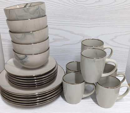 24pcs marble ceramic dinner set