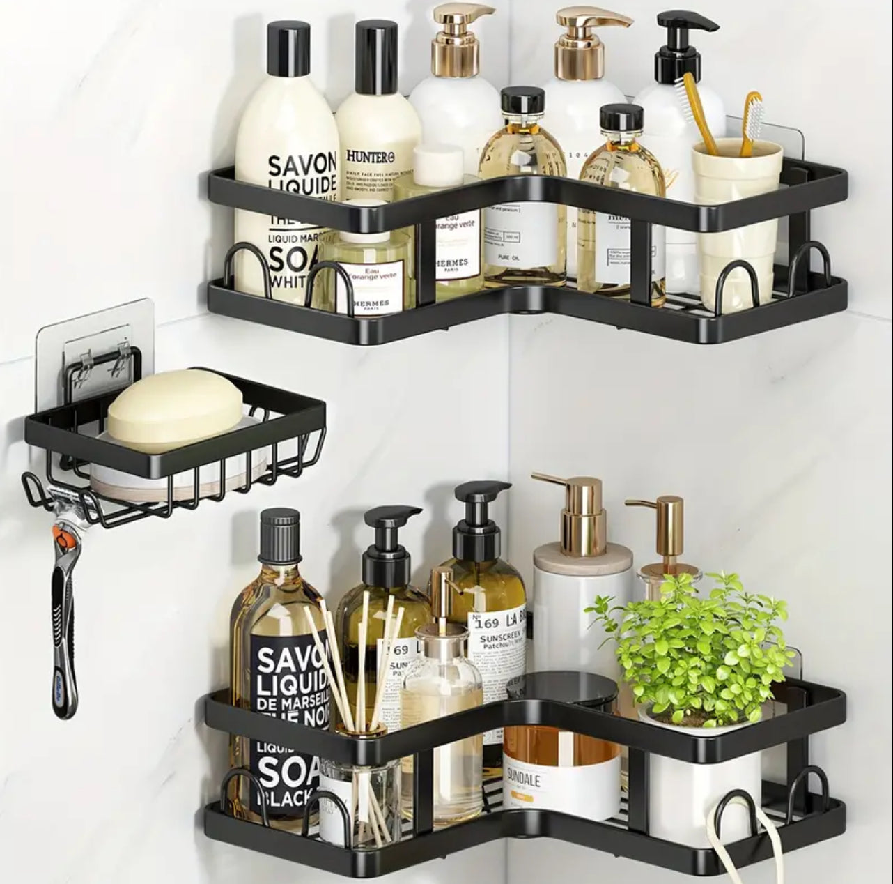 3pcs set  Heavy-duty Shower caddy shelf/Bathroom organizer