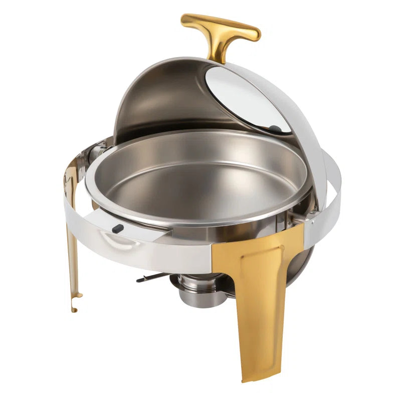 6ltr stainless steel Roll-top chaffing dishes with gold stand