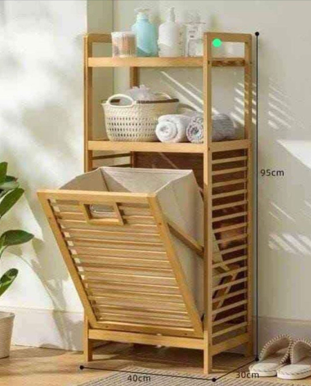 Bamboo bathroom/laundry room organizer